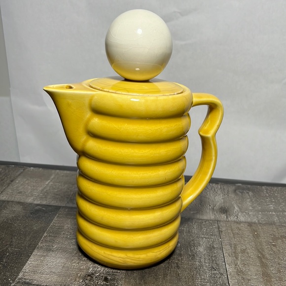 Kitchen Antique 4s Pitcher Tea Pot Yellow Ceramic Art Deco Poshmark